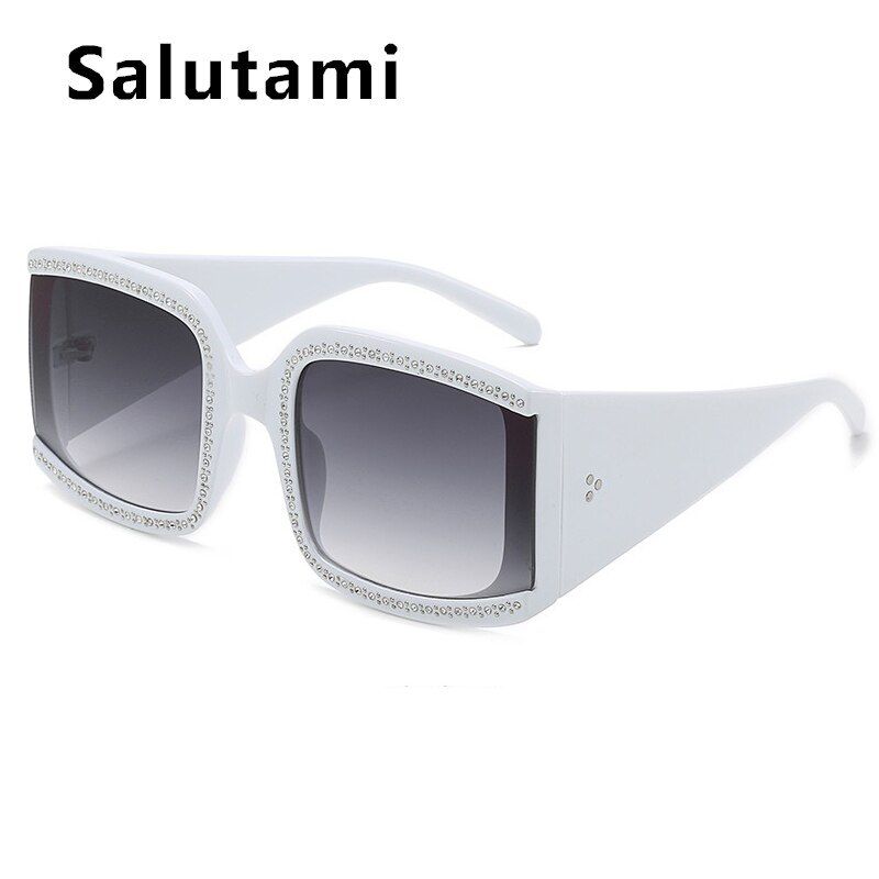 white gray2020 Fashion Luxury Brand Sunglasses For Women Black Crystal Frame Square Sun Glasses Female Elegant Rhinestone Shades Oculos