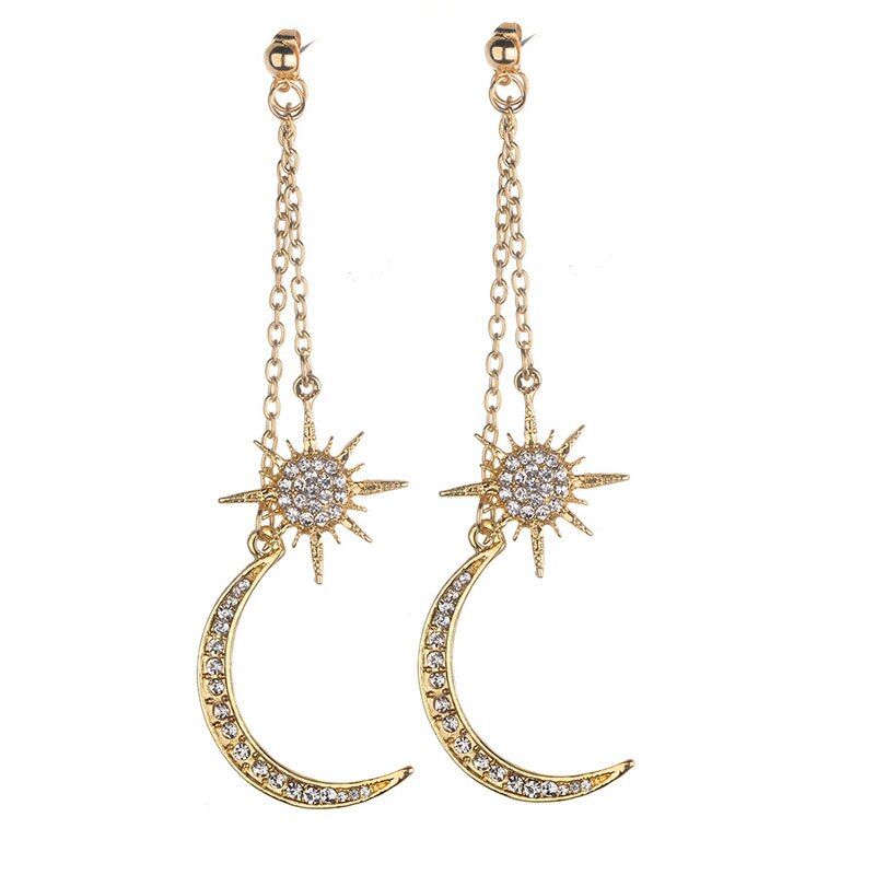 Newest Shiny Crystal Star Moon Earrings Charming Earrings for Women Fashion Jewelry Gift Stars The Moon Ear Ring