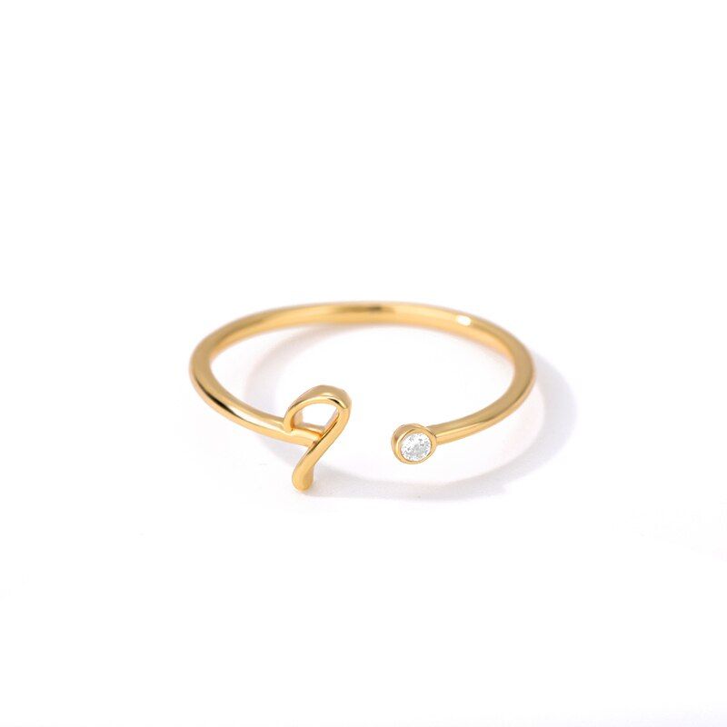 A-Z 26 Letters Initial Name Zircon Rings for Women Men Geometric Alloy Creative Finger Wedding Ring Engagement Jewelry Wholesale
