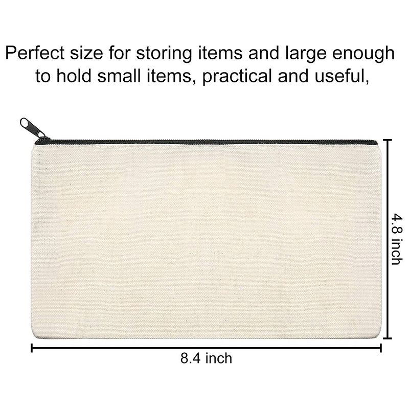 20Pcs Canvas Makeup Bags Zipper Pouch Bags Pencil Case Blank DIY Craft Bags Cosmetic Pouch for Travel DIY Craft School(null).
