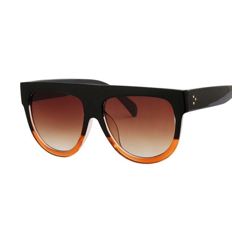 Black BrownOversized Shades Women Sunglasses Black Fashion Cat Eye Big Frame Sunglasses Vintage Retro Glasses Unisex Oculos Feminino