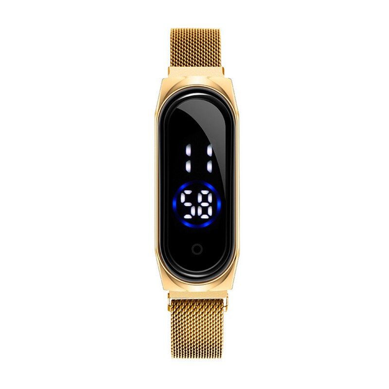 Student Watch Women Touch Screen LED Watches Boy Gold Magnetic Mesh Belt Electronic Clocks Digital Wristwatches Relogio Feminino