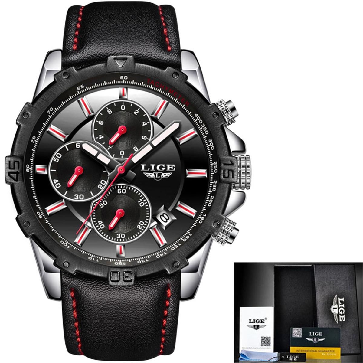 【BestGO】Mens Watches Top Brand LIGE Luxury Business Quartz Watch Men Stainless Steel Casualproof Sport Watch
