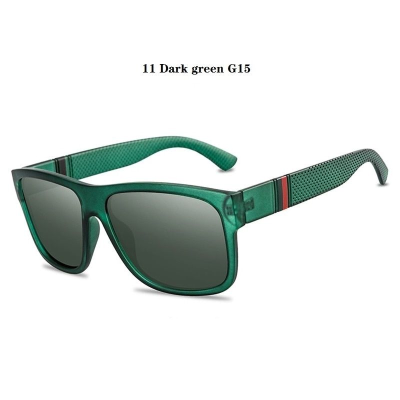 Luxury Retro larized Sunglasses Men Women Fashion Square  Designer Driving Sun Glasses Black Shades Fishing Anti-glare-11 Dark green G15