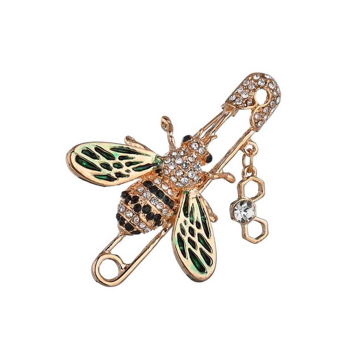Women Bee Enamel Rhinestone Brooch Pin Scarf Clothes Lapel Decor Jewelry