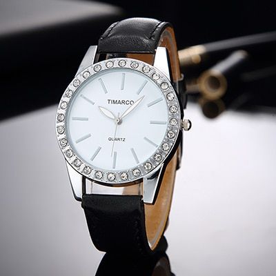 2021  Fashion White Leather Quartz Rhinestone Watches Women Top Brand Luxury Dress Clock Ladies Casual Wristwatch Reloj Mujer