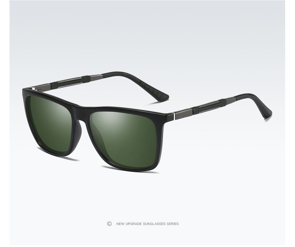 matte black greenPackage AMen HD Polarized Sunglasses Men Aluminium Magnesium Legs Sun Glasses Square Luxury Rays Brand Designer Glasses Arrival 2021