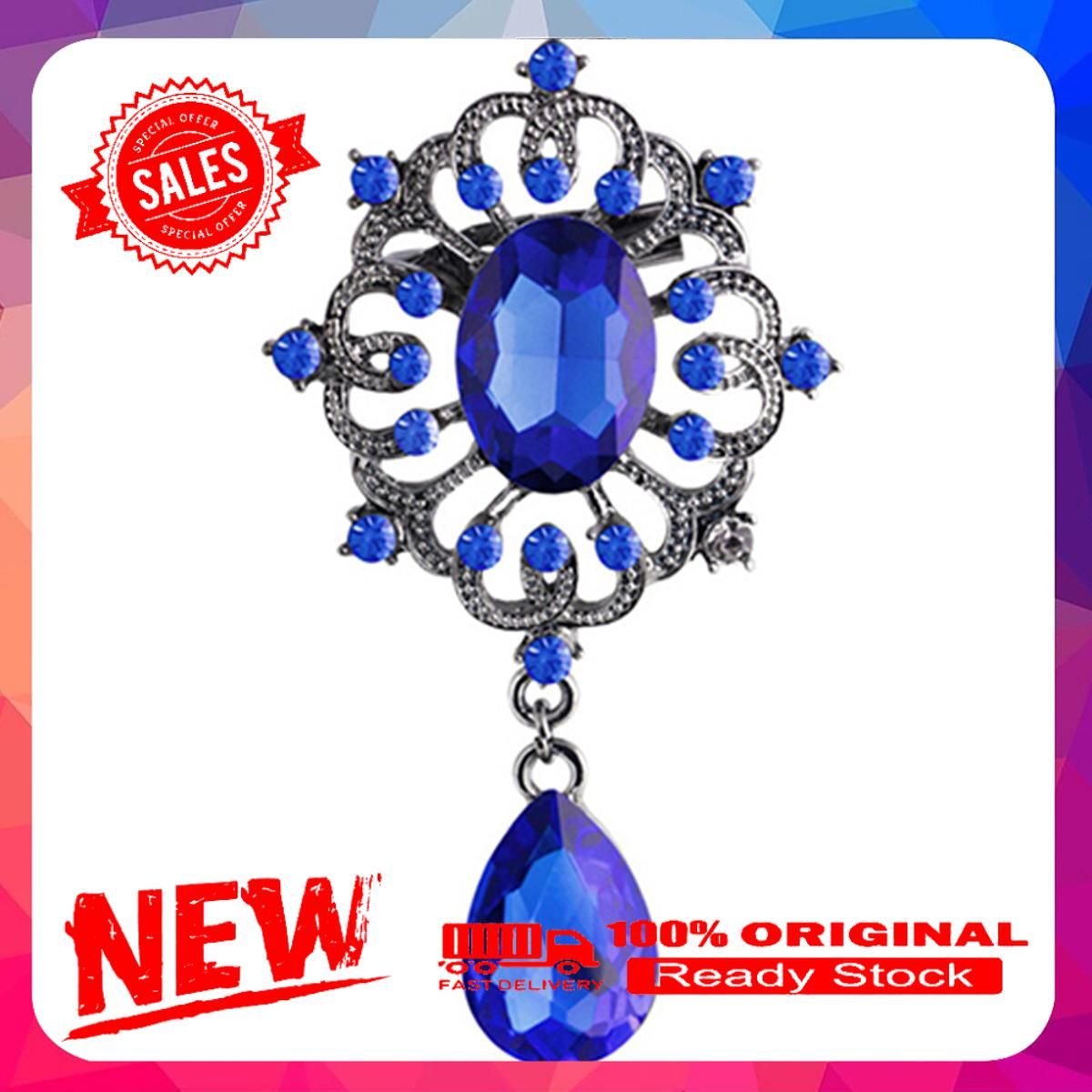 Women's Luxury Rhinestone Alloy Brooch Pin Large Waterdrop Pendent Party Jewelry
