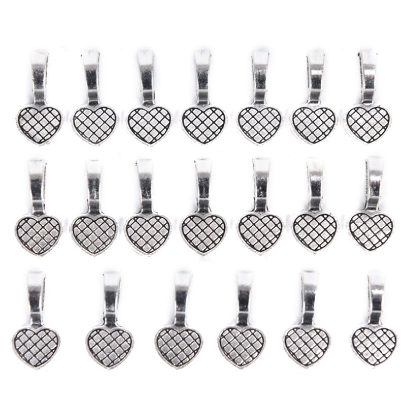 20pcs/lot  Heart Glue-on Flat Pad Bails Pendant Cabochon Jewelry Findings DIY