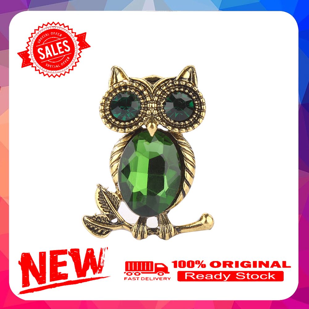 Women's Retro Rhinestone Cartoon Owl Brooch Pin Wedding Party Bridal Jewelry