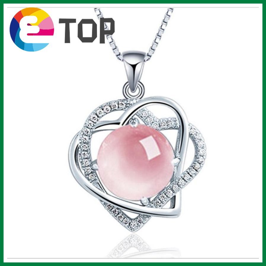 Korean Of Heart-Shaped Amethyst Grape Stone Pendant Fashion Hibiscus Stone Topaz Necklace Female