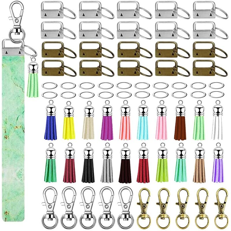 Key Fob Hardware Set with Tassels, Suitable for All Kinds of Belts, Suitcases, Bags, Ribbons, Handmade Web