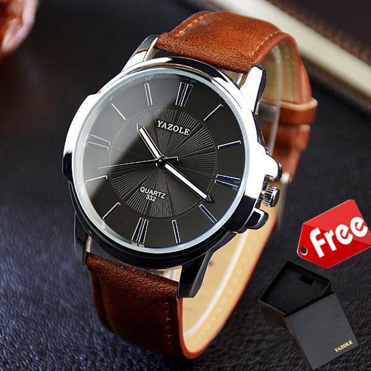 Yazole Wristwatch Male Clock Quartz Watch Men Top Brand Luxury Famous Wrist Watch Business Quartz-watch+ Free   Box