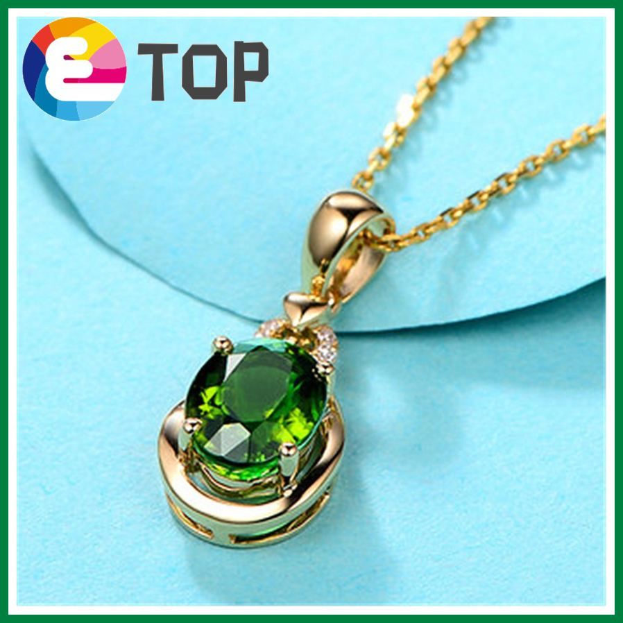 New High-End European And American Emerald Gemstone Simulation Tourmaline Colorful Treasure Pendant Female Gold-Plated Jewelry