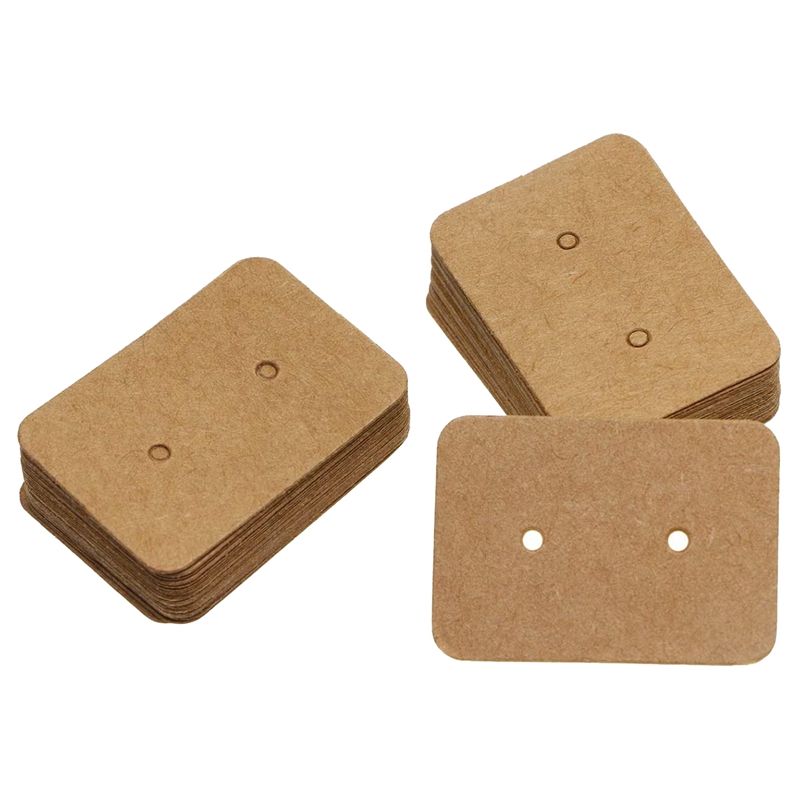 50PCS Small Blank Kraft Paper Ear Studs Earring Display Cards Price Label Tag Jewelry Cards Holder, 3.5 x 2.5cm