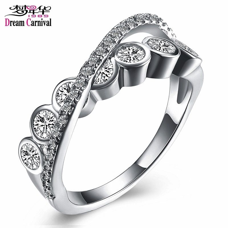 DreamCarnival 1989 Cross Look CZ Pretty Ring for Women Braided Wedding Jewelry Anillos Mujer Wholesale Valentine Frauen Klingeln