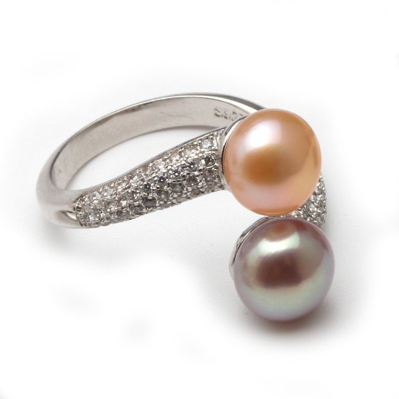 Fashion Adjustable Open Ring 925 Sterling Silver High Quality Black Pearl Wedding Rings for Women and Men Jewelry box Gift