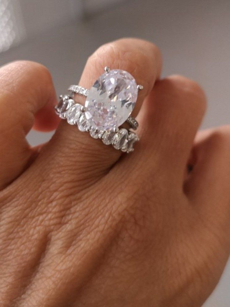 Luxury Promise Ring set Oval cut 5A Zircon Stone 925 Sterling Silver Engagement Wedding Band Rings for women Finger Jewelry