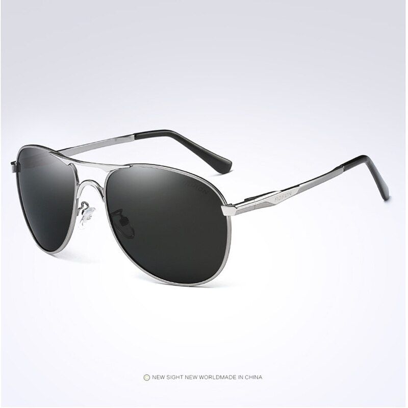 Grey BlackGlasses BagAORON Men Alloy Polarized Sunglasses Brand Glasses Luxury Mirror Fashion Coating Eyewear UV400 Goggle Ocolos