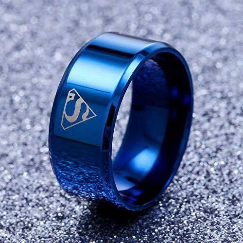 Black Titanium Superman Ring for Men and Boys With Box