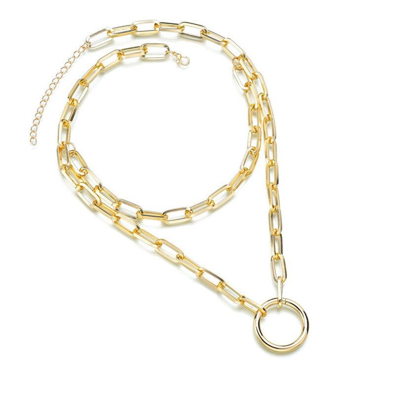 Gothic Stainless Steel Hip Hop Punk Lock Cross Pendant Necklaces Tag Multilayers Chain link Necklaces for women men Jewelry