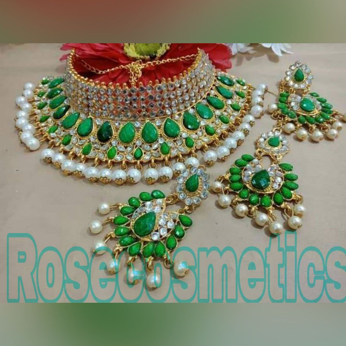 Exclusive Design 3 Part Jewellery Set (Necklace, Earrings & Tikli) For Women