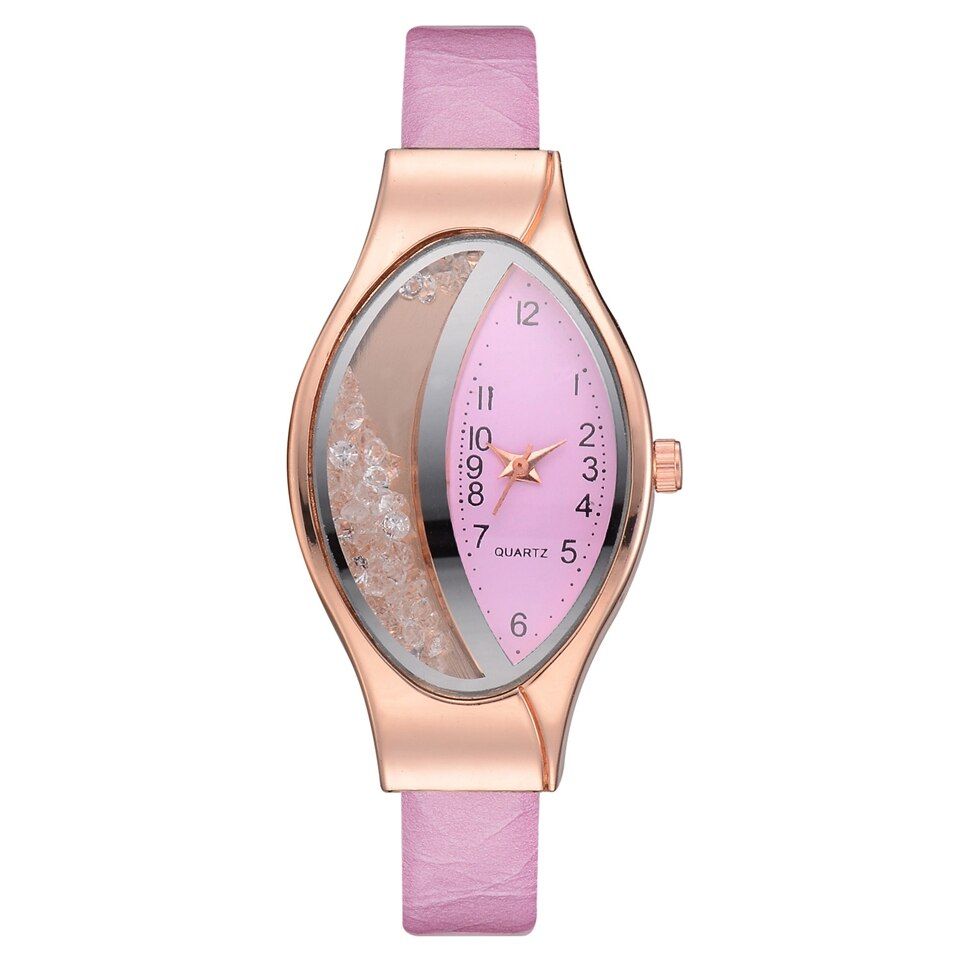 Women Watch Fashion Elegant Ladies Wristwatch Luxury Women Watches Bracelet Watch Clock Ellipse Rhinestone PU reloj mujer 2021