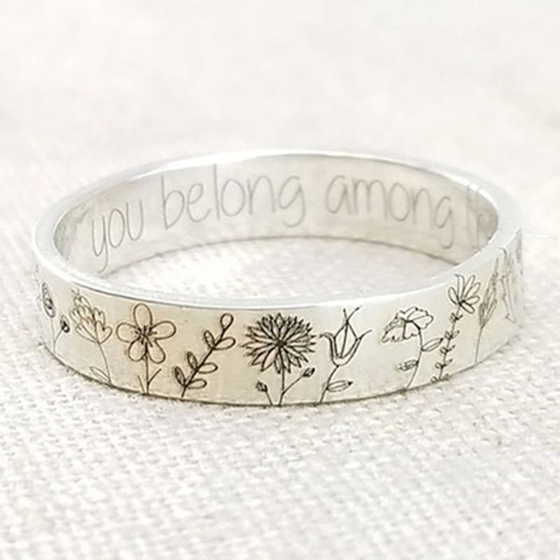 Fashion Wildflowers Rings for Women Simplicity Carved Dandelion Flower Ring Floral Daisy Daffodil Ring for Girls Statement Gift
