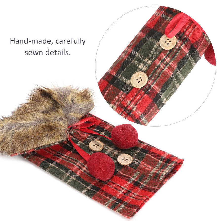 Christmas Bottle Cover Red Checkered Cloth for Wedding Festival Decorations