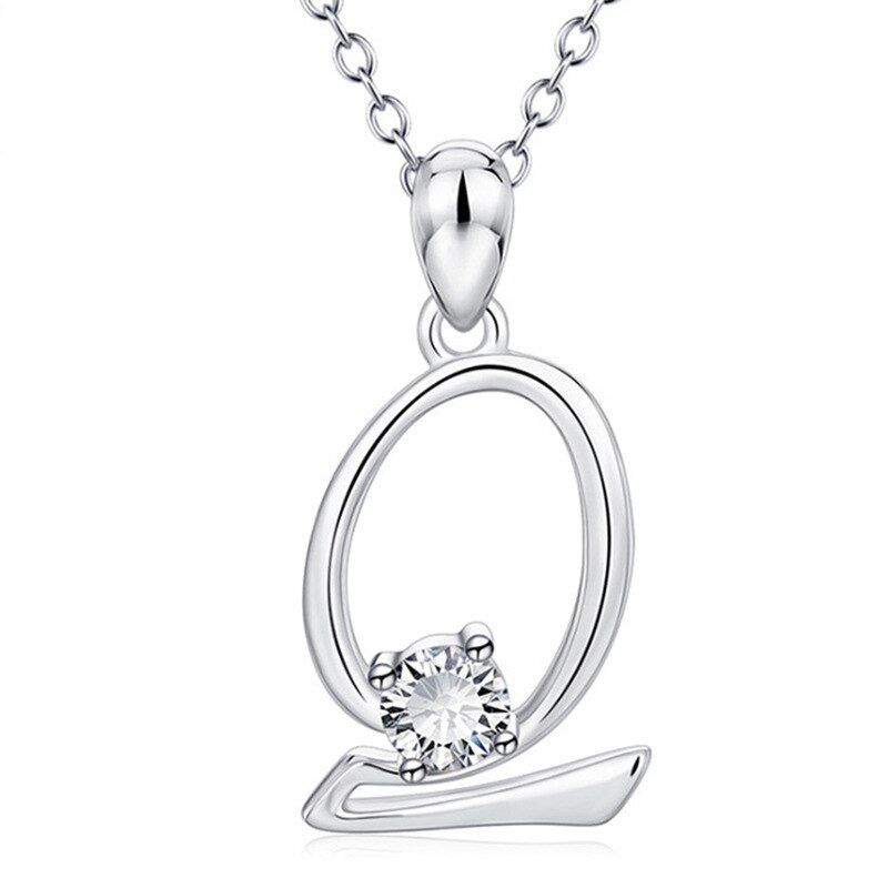 Silver Color Crystal Necklace Delicate Initial 26 Letters Pendant Necklaces for Friend English Name Jewelry Collares Gift
