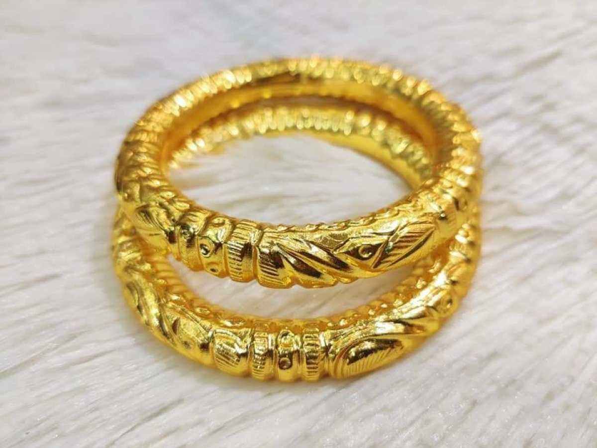Gold Plated Bangles 2 pics set (bala) - Golden
