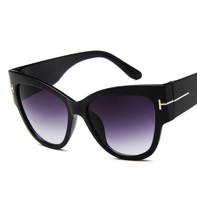 9778 Gradient grayFashion Ladies Cat Eye Sunglasses Women Vintage Brand Big T Frame Tom Gradient Sun Glasses Female Oculos