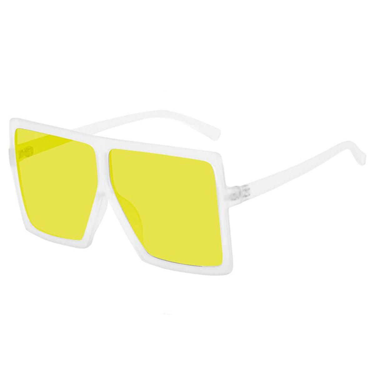 Trans YellowVintage Big Square Sunglasses Women Mens Oversize Sun Glasses Female Fashion Brand Black Blue Eyewear Oculos De Sol UV400