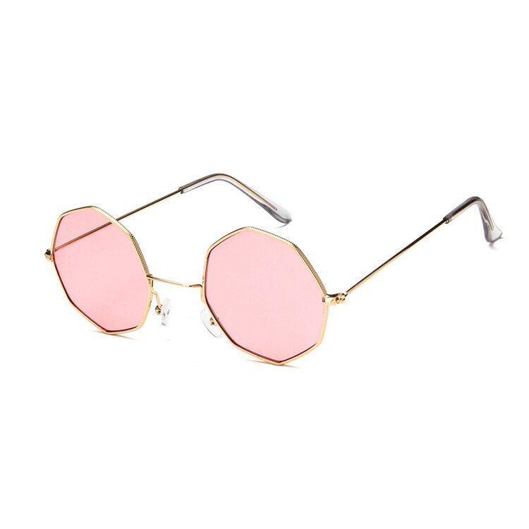 pinkHigodoy Hexagon Sunglasses Women 2019 Retro Ladies Ocean Piece Sun Glasses Vintage Metal Round Sunglasses Polygonal Glasses Sol