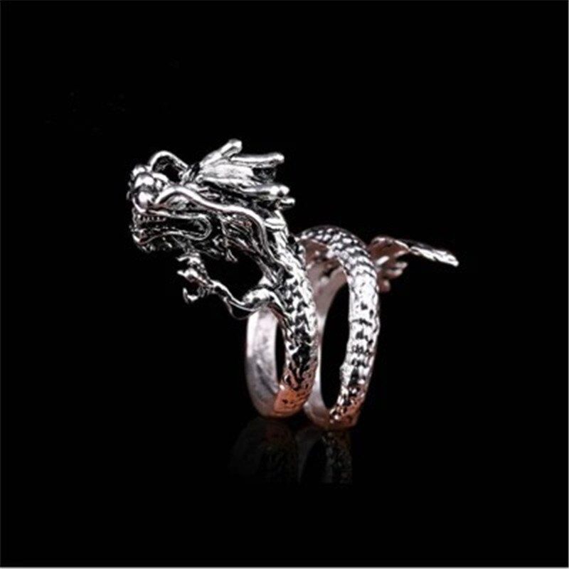 Fashion Bronze Men Ring Exaggerated Spirit Dragon Ring Personality Adjustable Split Ring Punk Hip Hop Male Female Jewelry Gift