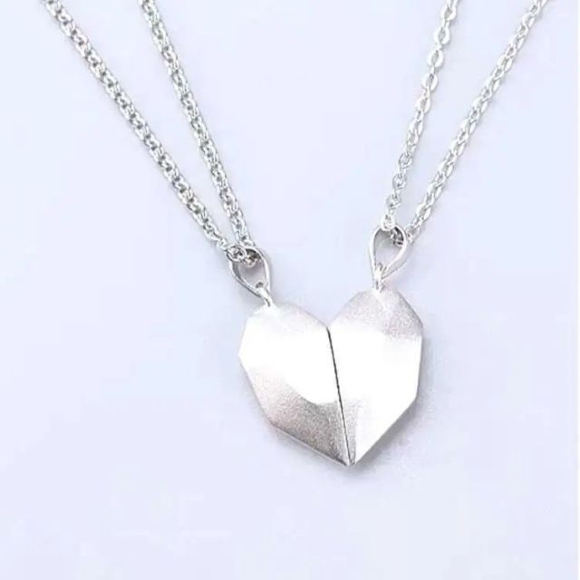 2pcs Magnetic Couple Necklace Geometric Heart Shape Stone Charm Rope O Chain For Men Women