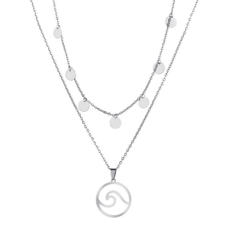 Bohemian Crystal Moon Map Beads Shell Necklace For Women Vintage Multilayer Geometric Choker Necklaces Pendants Fashion Jewelry