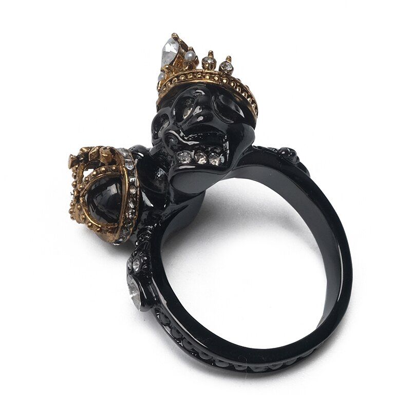 Amorita boutique fashionable gold color human skeleton ring