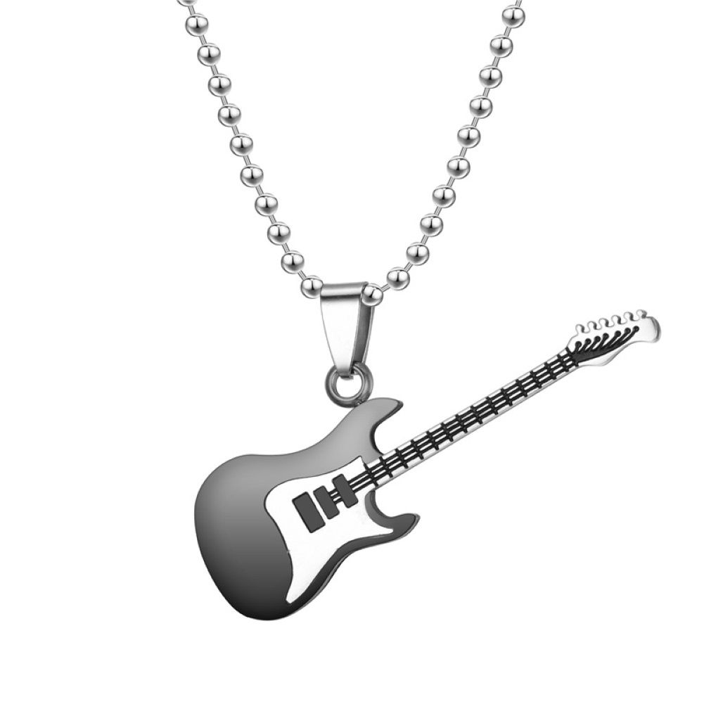 Men Women Guitar Pendant Long Chain Necklace Hip Hop Jewelry Music Lover Gift