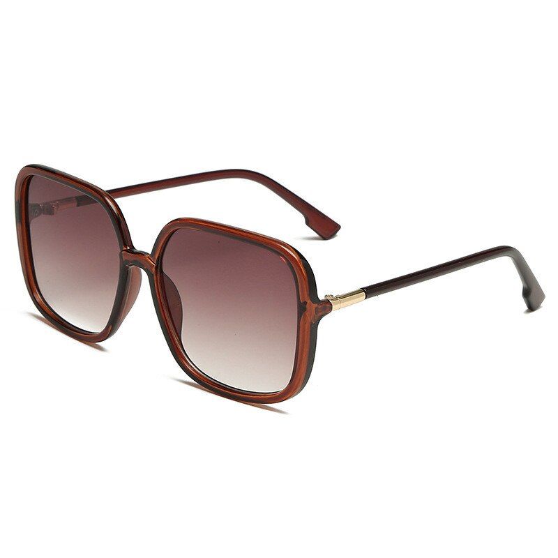 Coffee2020 brow Oversized Metal edge Sunglasses Fashion Women Vintage Brand Designer Uv400 Square Sun Glasses Gafas De Sol Hombre