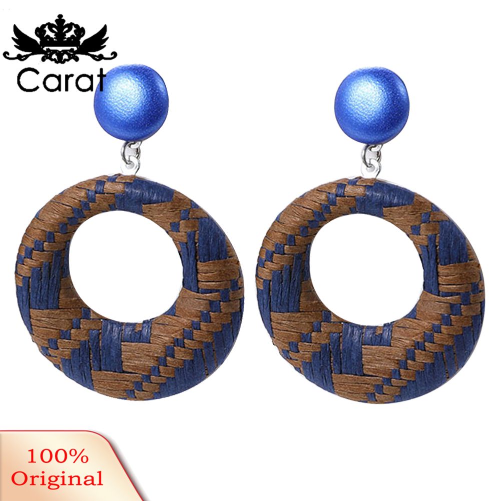Boho Women Handmade Hollow Round Dangle Earrings Rattan Weave Jewelry Gifts