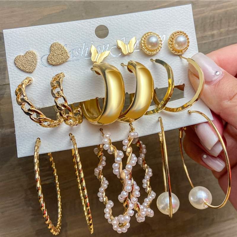 Elegant Women Earring Set Pearl 9Pair/Set