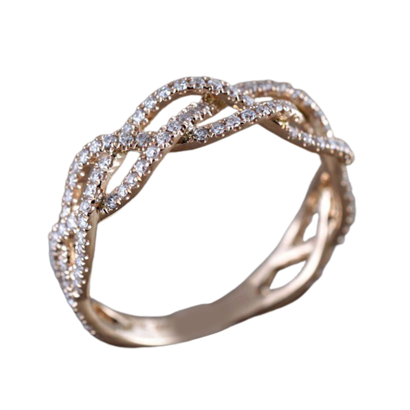 Women Ring Twisted Shape Rhinestones Jewelry Fashion Appearance Electroplated Finger Ring for Wedding