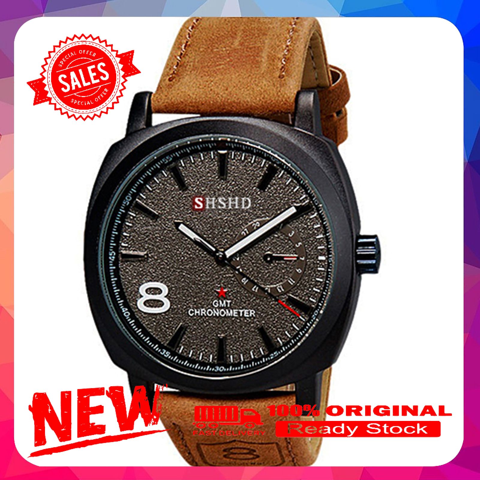 Vist Fox Men's Stylish Number 8 Pattern Quartz Analog Faux Leather Band Wrist Watch Gift