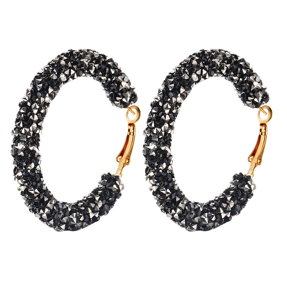 1 Pairs Of Men And Women Earrings Alloy Retro Style Exaggerated Circle Crystal Earrings color:blue