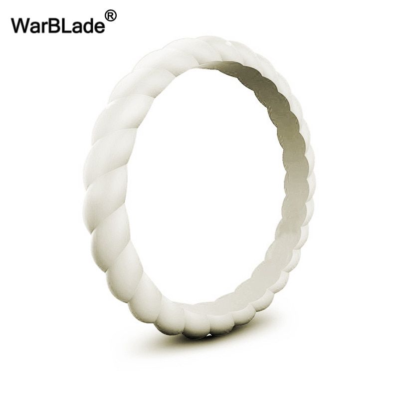 Fashion 3mm Thin Braided Silicone Ring For Women Wedding Rings Sports Hypoallergenic Crossfit Flexible Woven Rubber Finger Ring