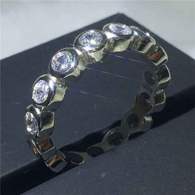 Handmade Eternity Promise ring 925 Sterling silver AAAA cz Engagement Wedding Band Rings for women Men Finger Party Jewelry