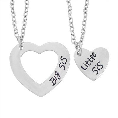 2PC/Set Big Sis Lil Sister Pendant Necklaces Best Sister Stitching Sisters Heart Pendant Necklace For Women Girl BFF Jewelry