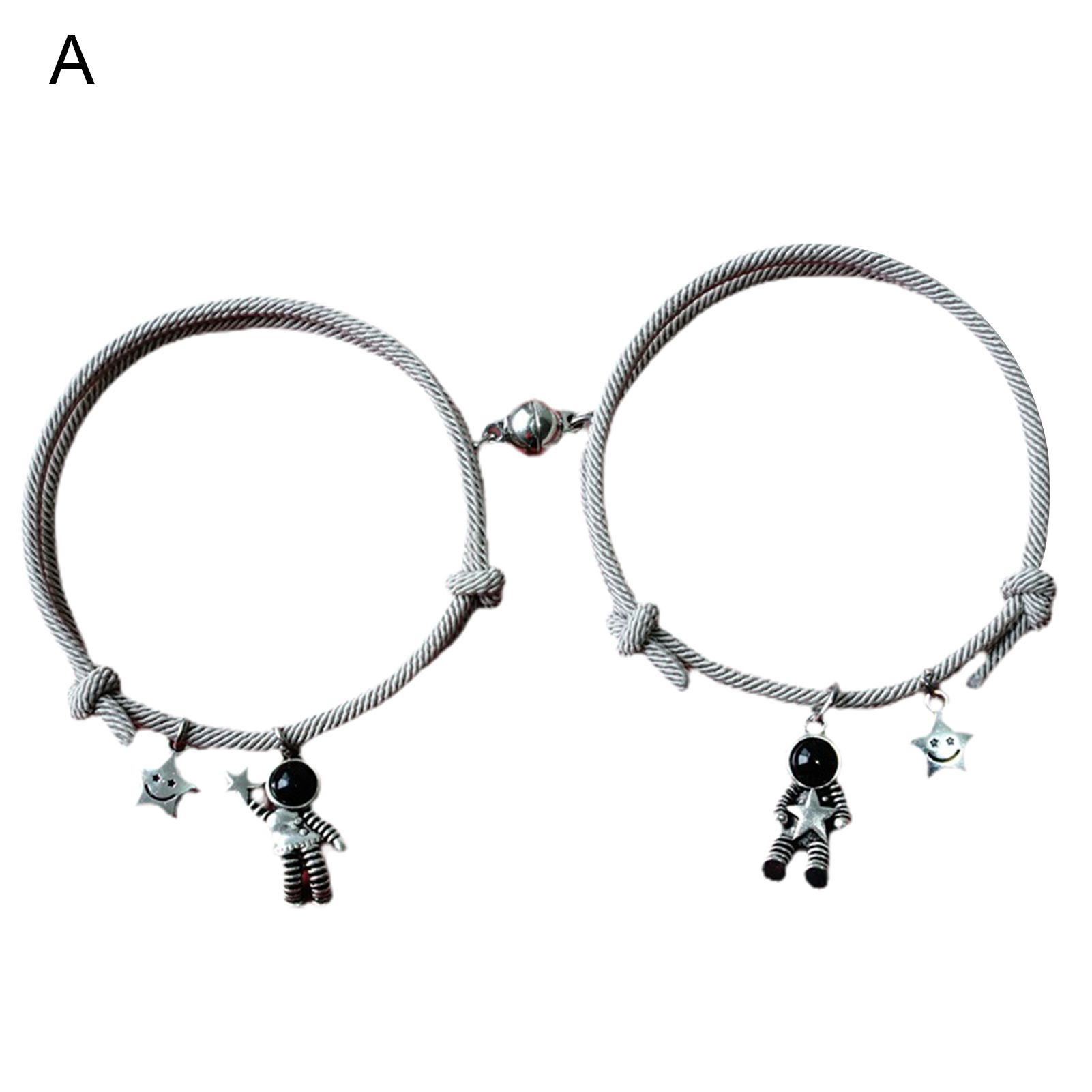 1 Pair Bracelet High Toughness Style Magnet Couple Bracelet with Astronaut Pendant for Women