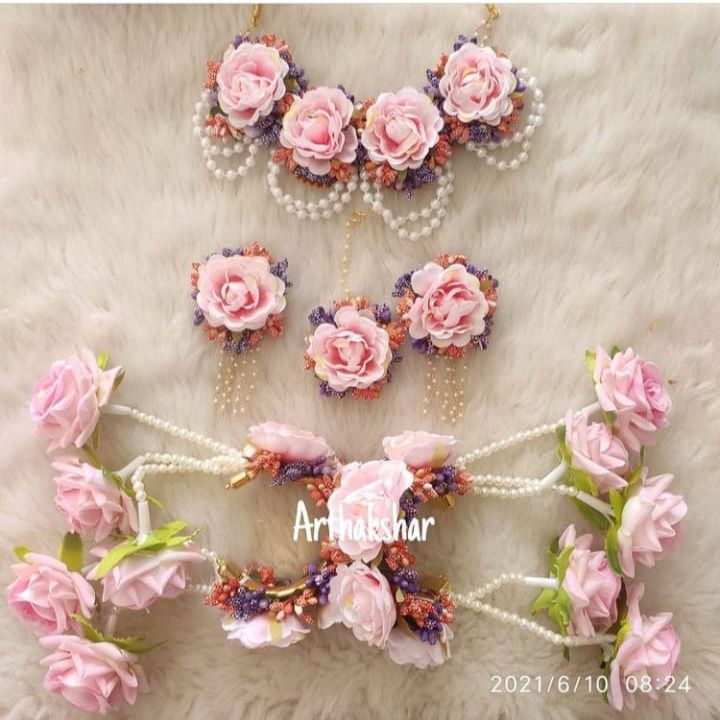 New Collection Flower Jewellery., Choker,Bracelets with Finger ring,Earring Taira Bridal/Holud/Boishakh Fashion For Women